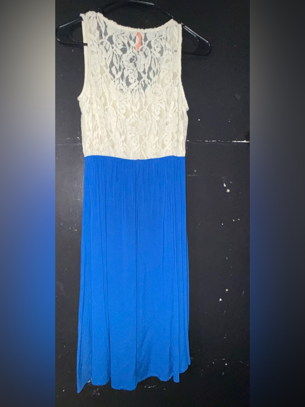Active USA White Lace & Blue Maxi Dress